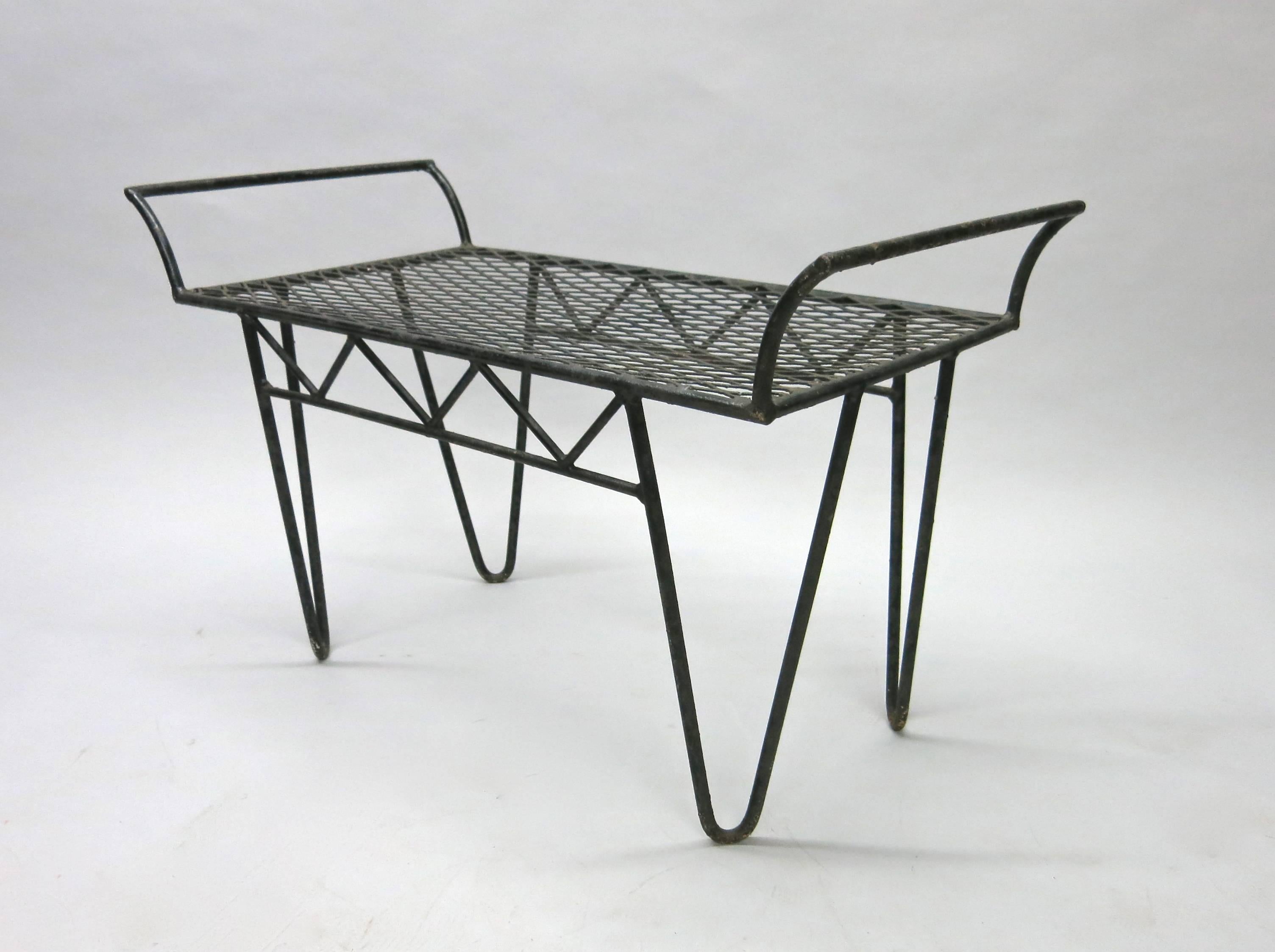 Mid-20th Century Vintage Mid-Century Bench in Wrought Iron Made in USA Circa 1950
