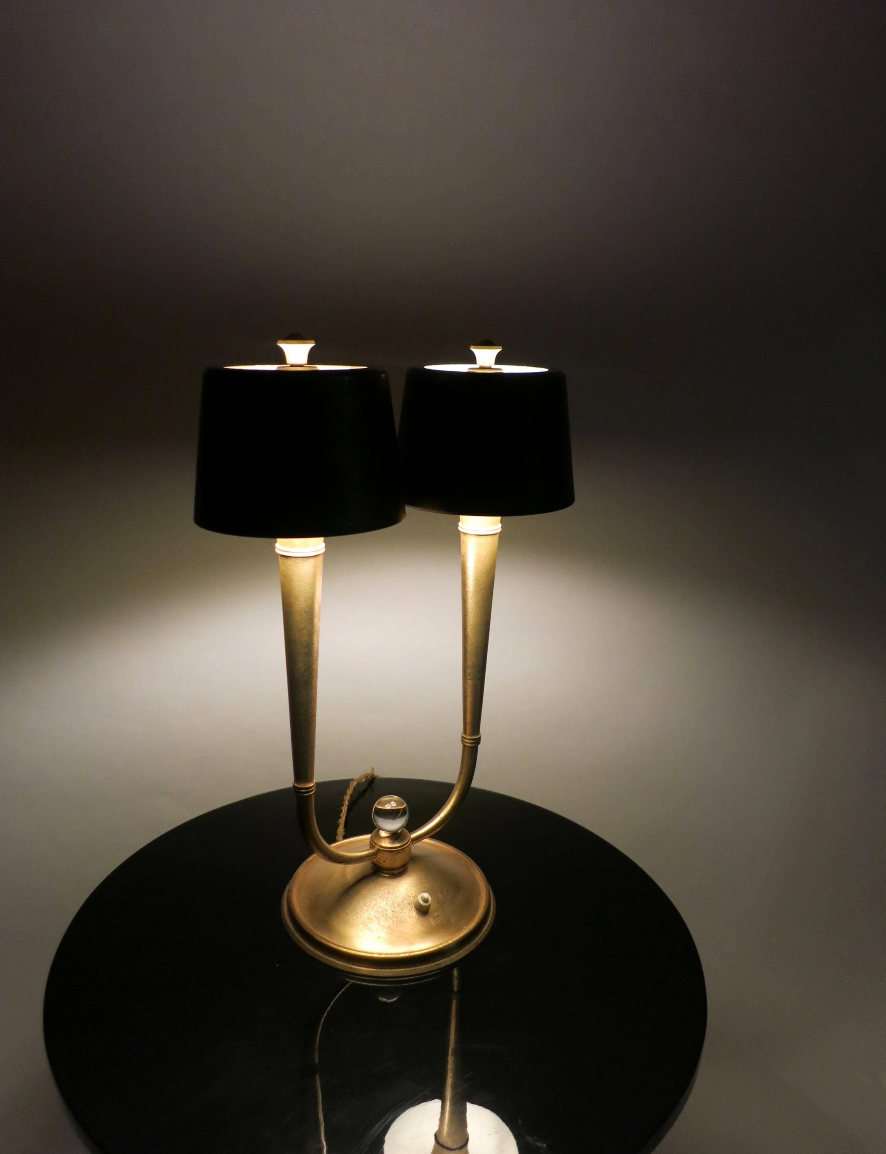 Gilt Bronze Table Lamps by Gênet et Michon, circa 1930, Made in France For Sale 3