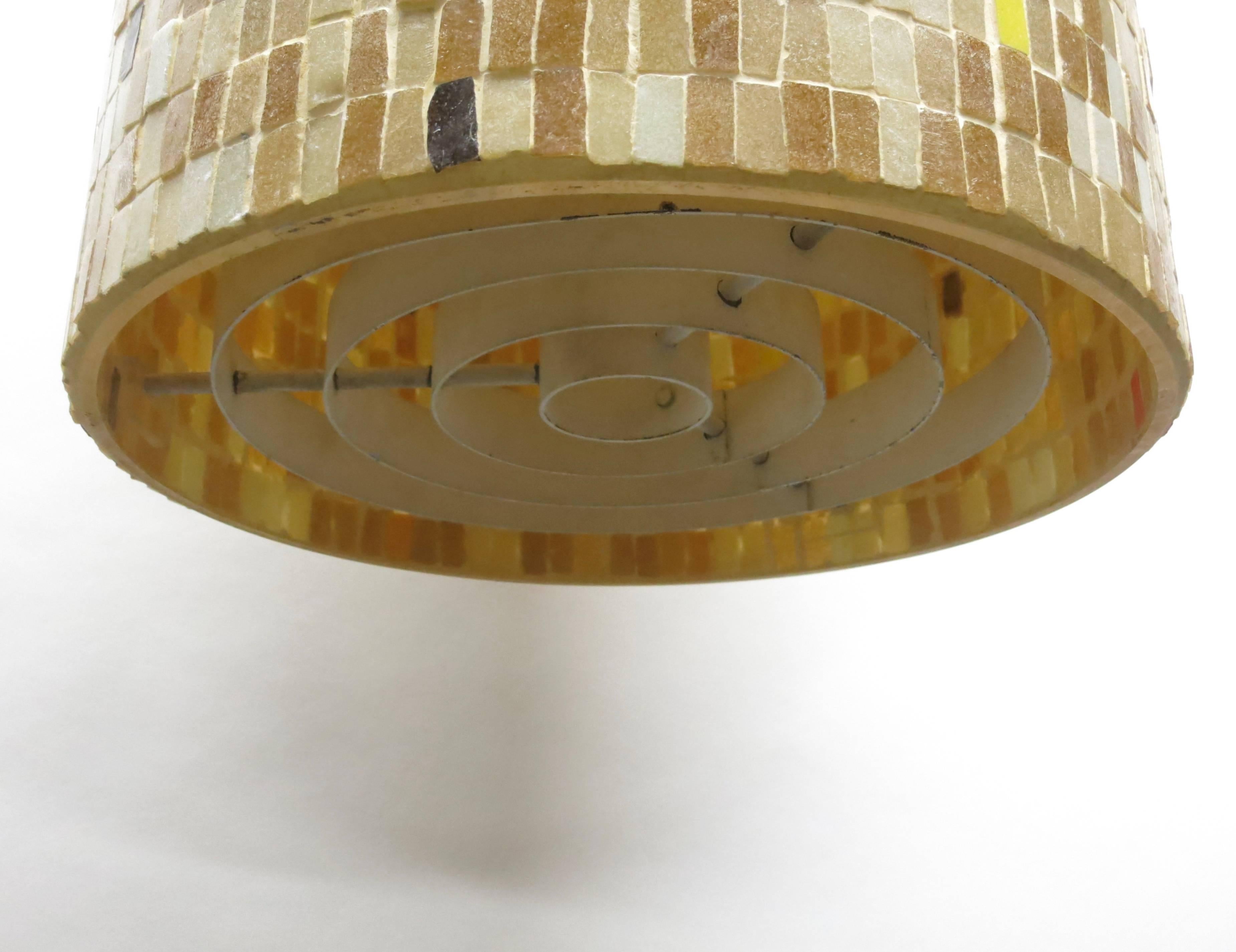 American Pair of Ceiling Fixtures in Mosaic Tiles, Made in USA, C. 1960
