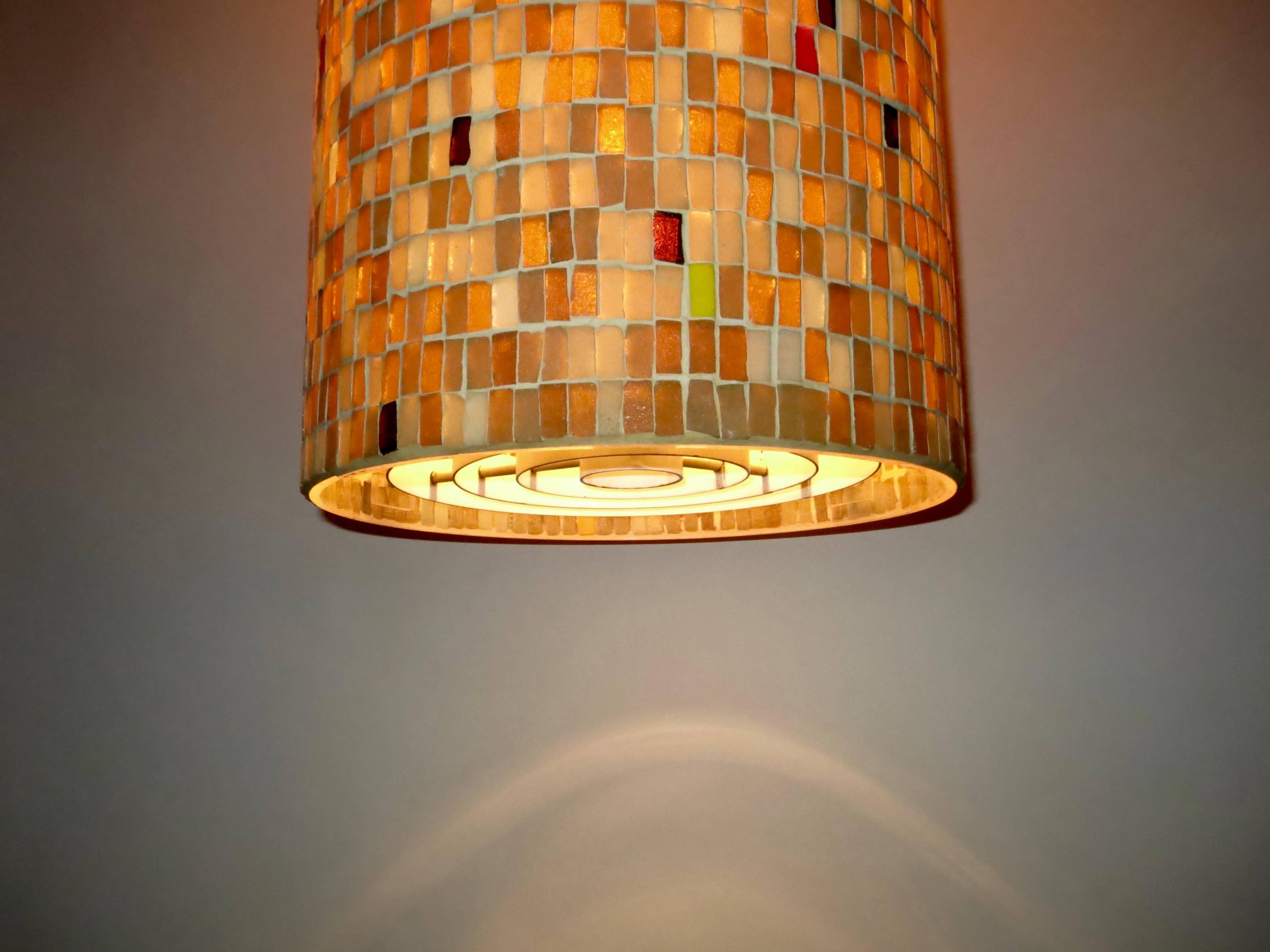 Pair of Ceiling Fixtures in Mosaic Tiles, Made in USA, C. 1960 1