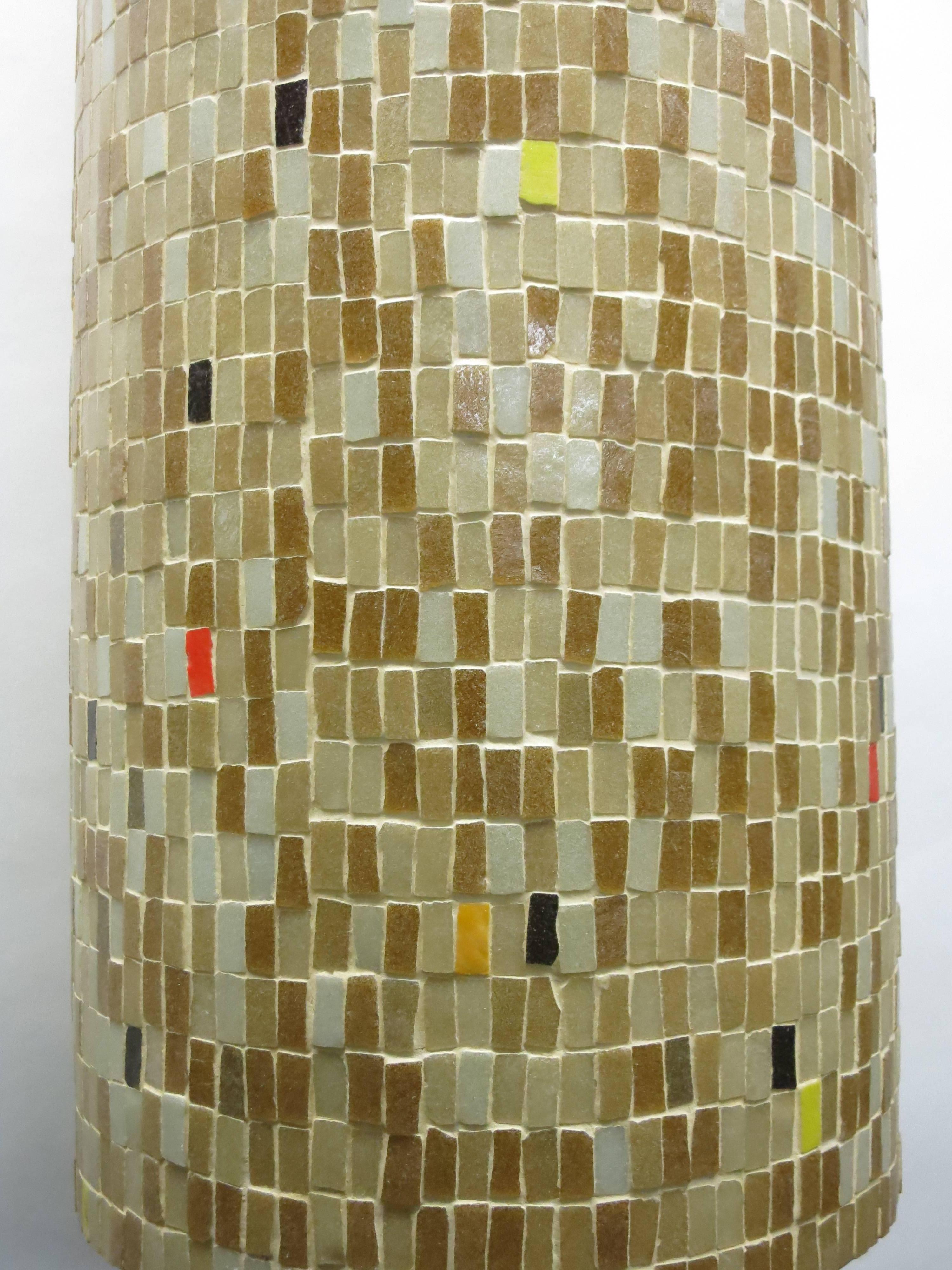 Mid-Century Modern Pair of Ceiling Fixtures in Mosaic Tiles, Made in USA, C. 1960