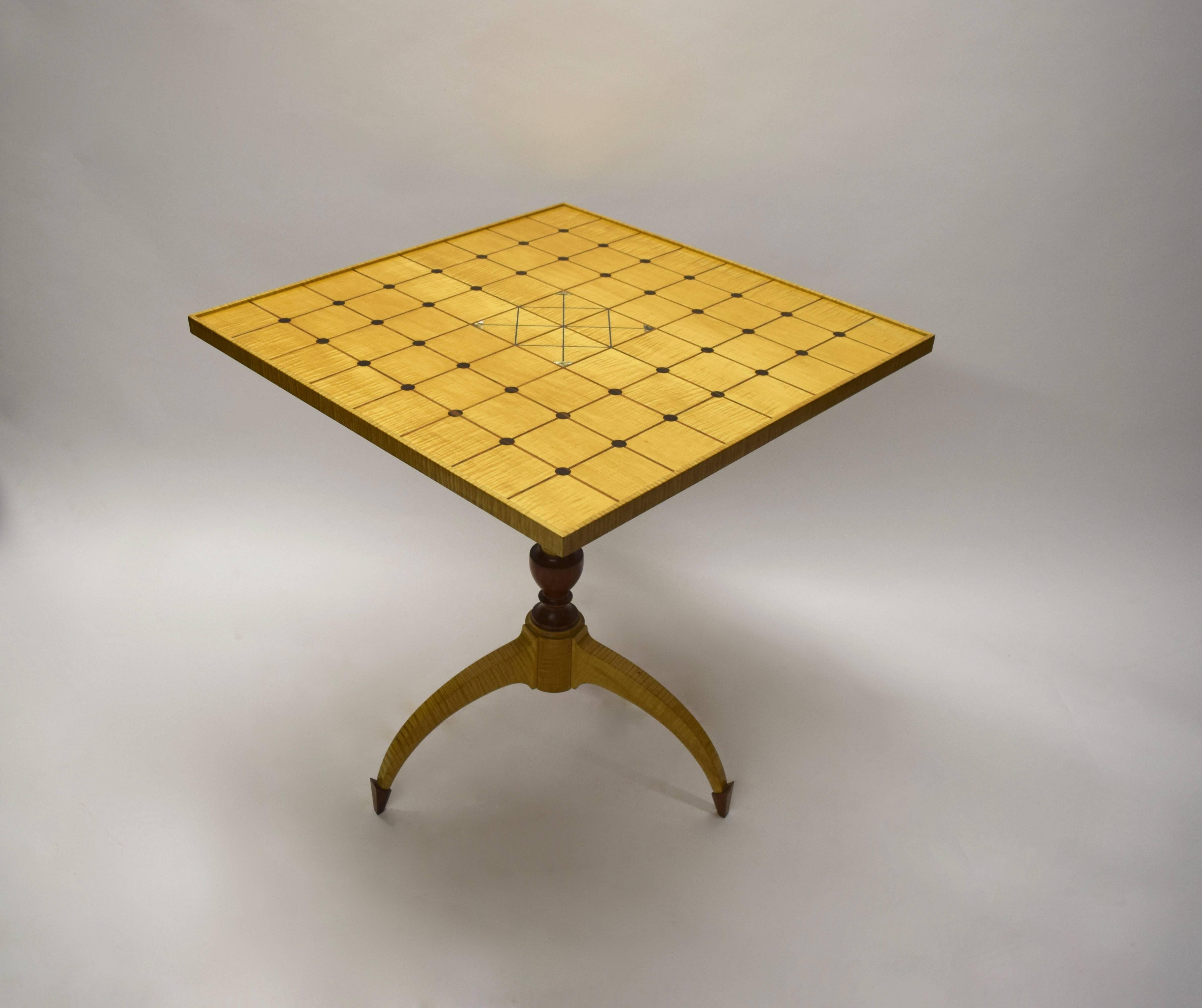 Wood Unique Tilt-Top Dining, Game, or Center Table by Dale Broholm, USA 1992