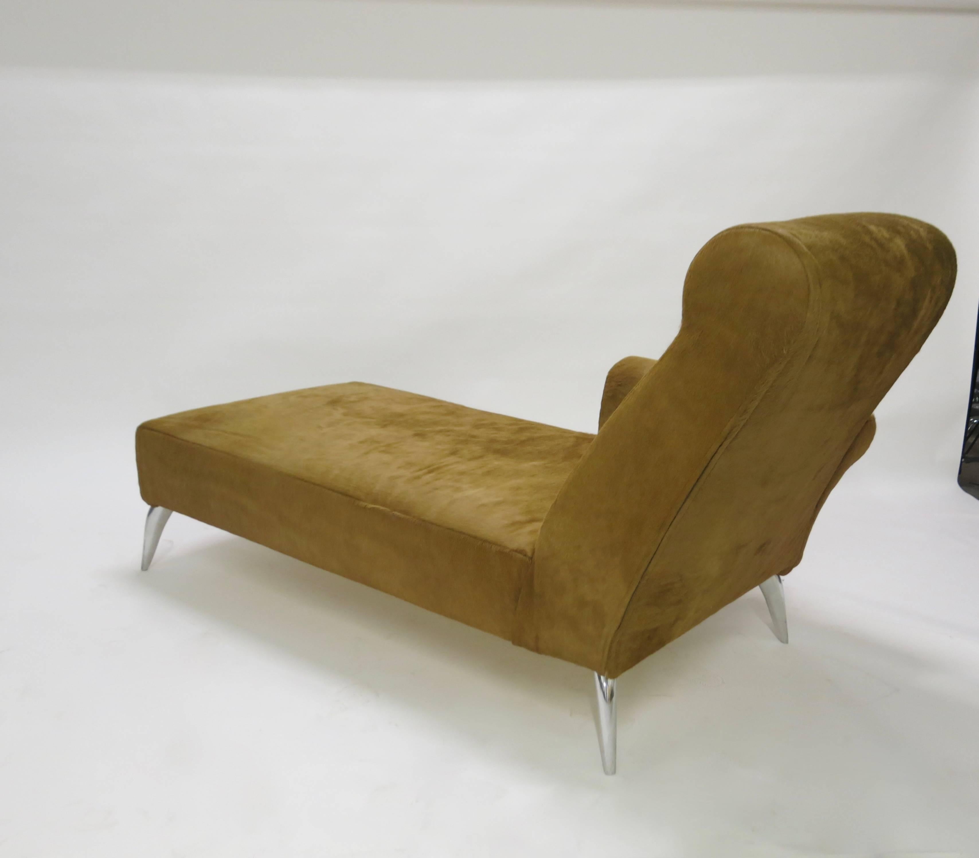 Italian Chaise Longue in Cowhide by Philippe Starck for Driade Aleph, circa 1990, Italy