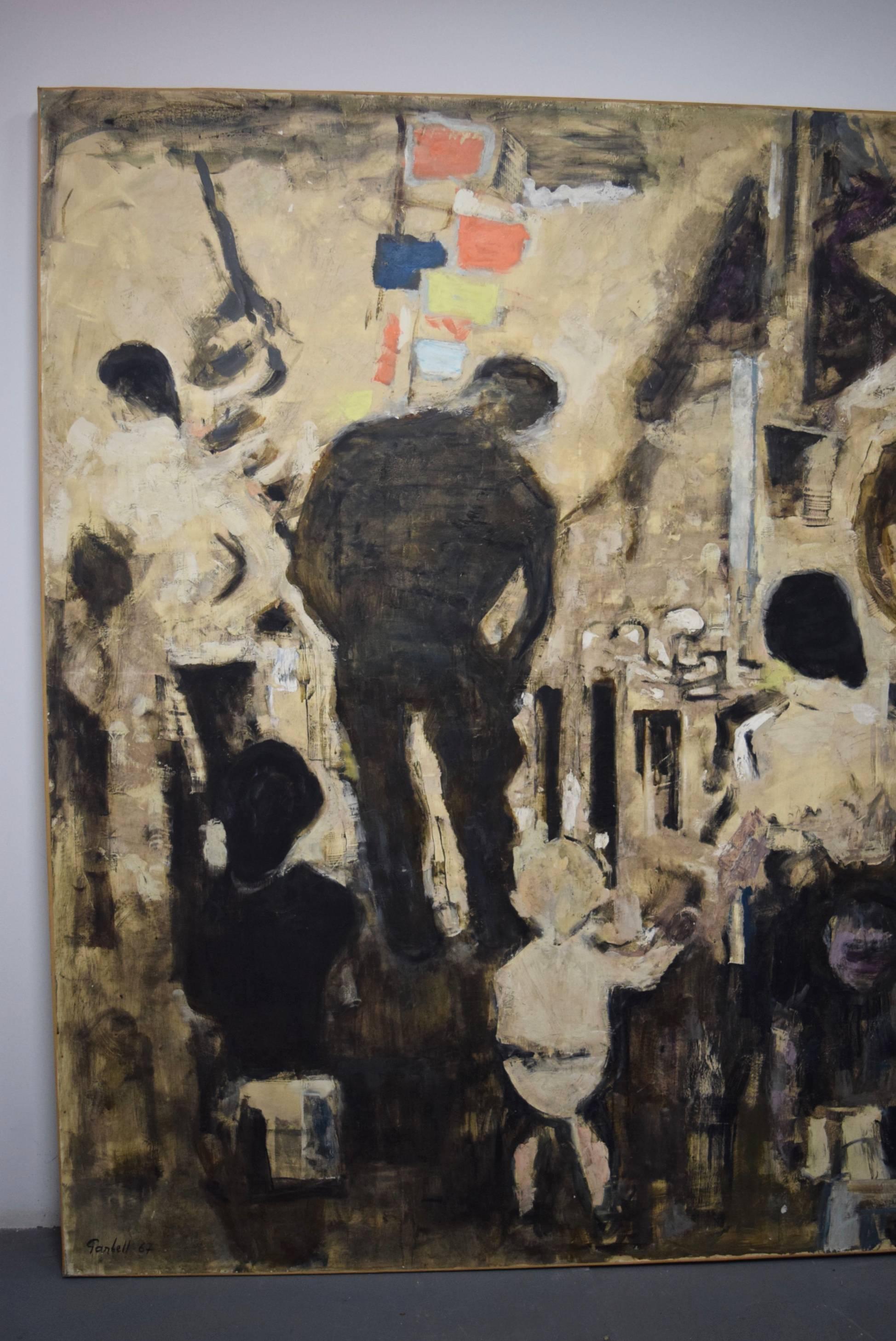 Schönes großformatiges Port-Scene-Gemälde, Alexandre Sacha Garbell, Frankreich, 1967 im Angebot 1