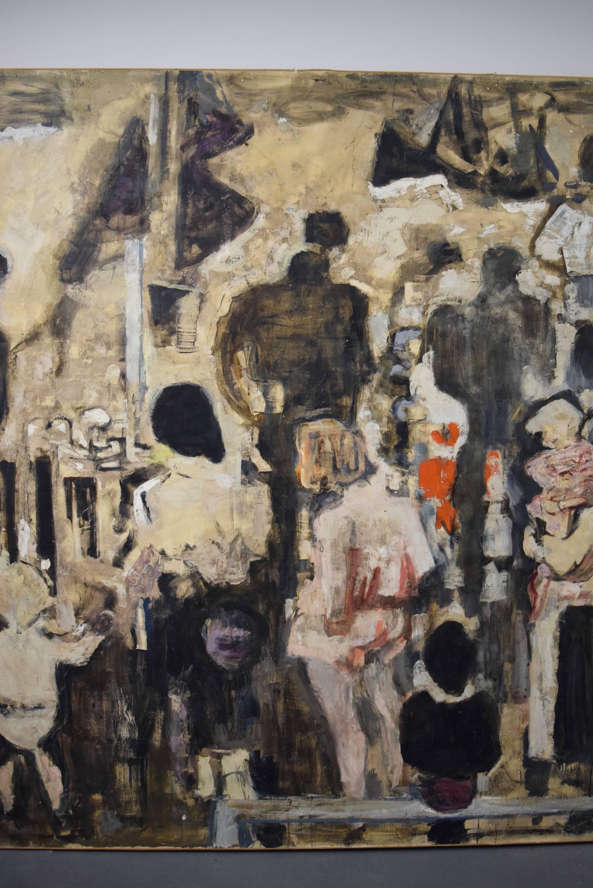 Mid-20th Century Beautiful Large-Scale Port-Scene Painting, Alexandre Sacha Garbell, France, 1967 For Sale