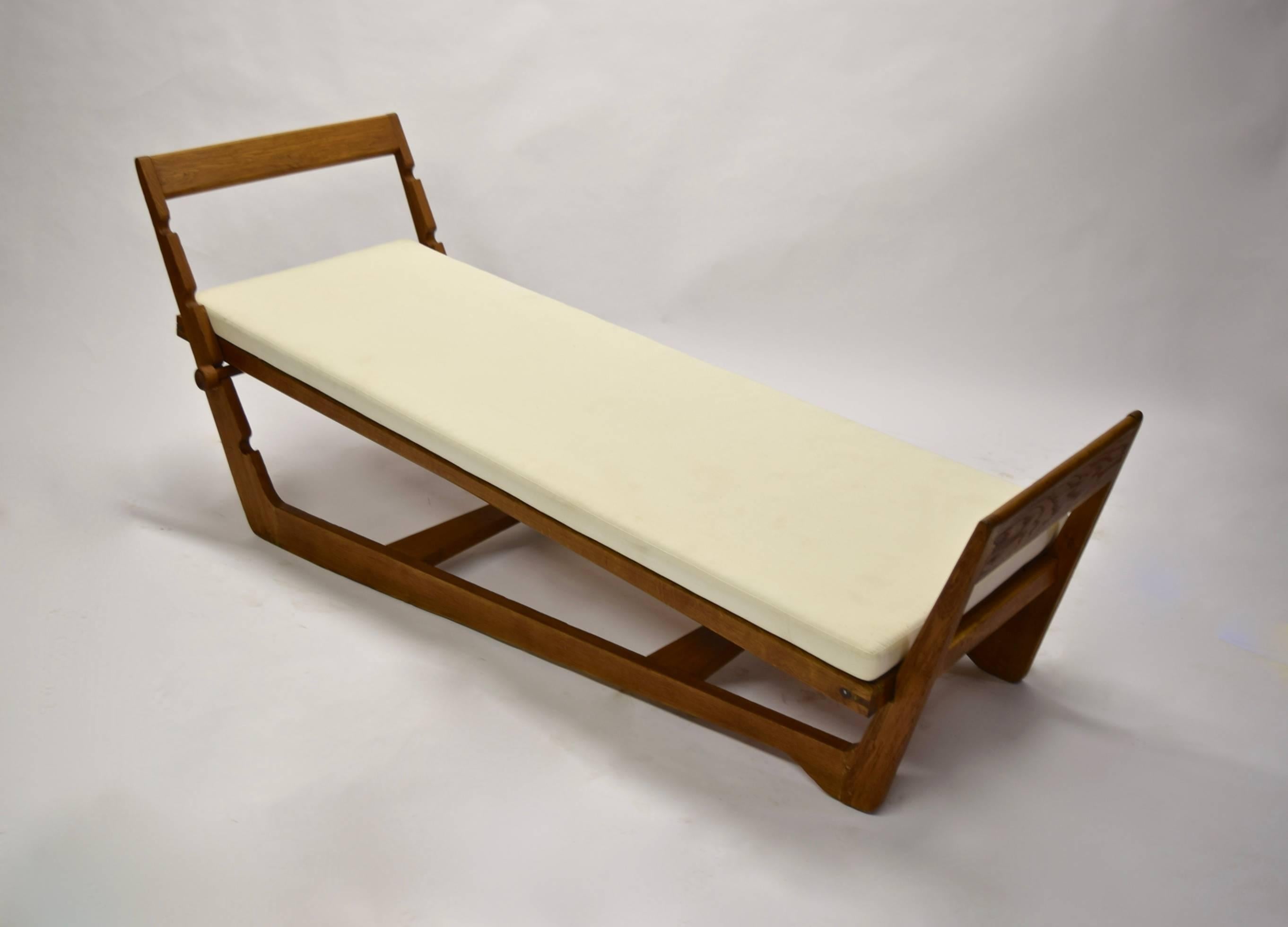 French Oak Daybed designed by Maurice Pre, circa 1950, Made in France For Sale
