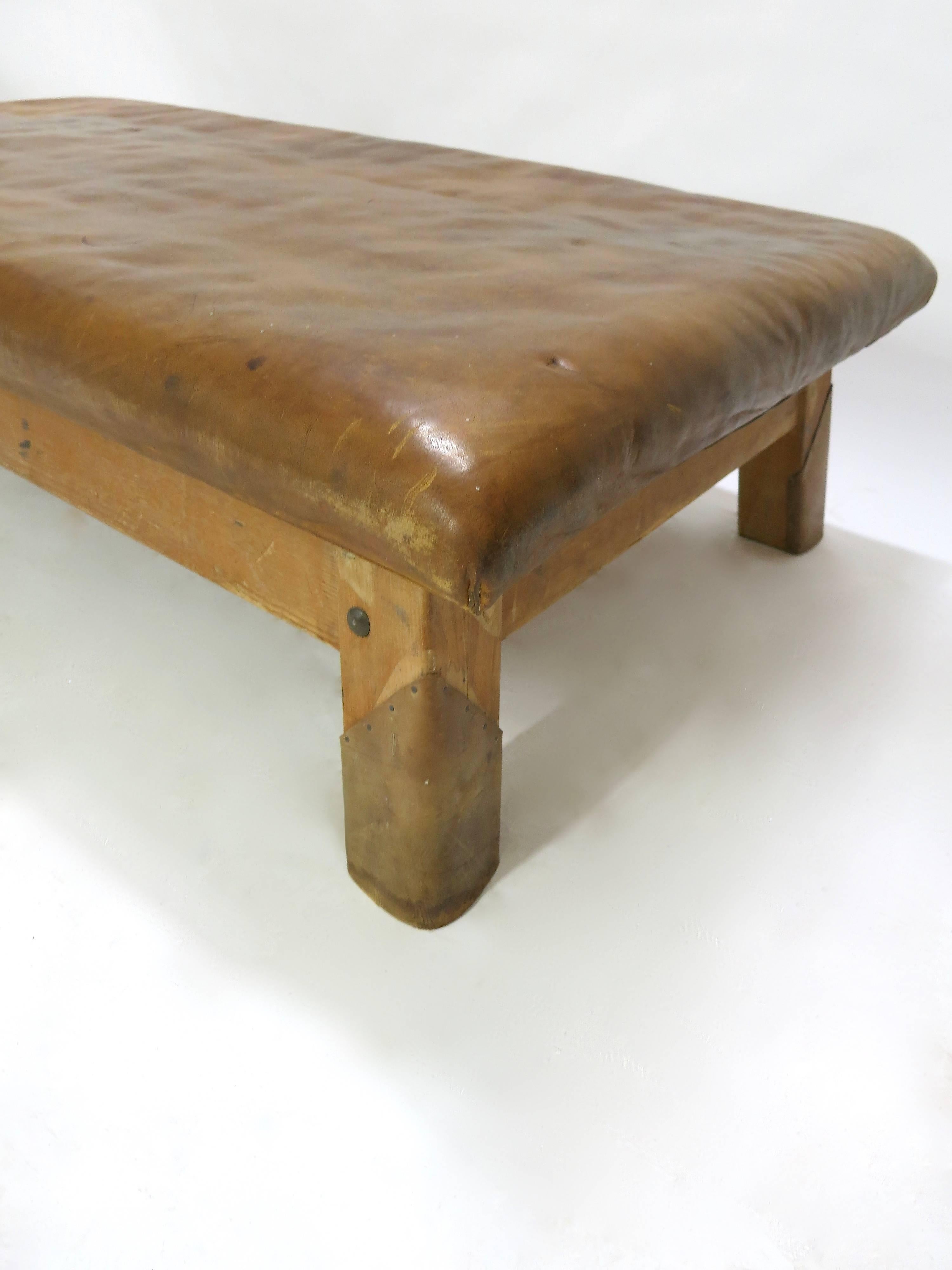 20th Century Vintage Leather Gym Bench or Table, circa 1940