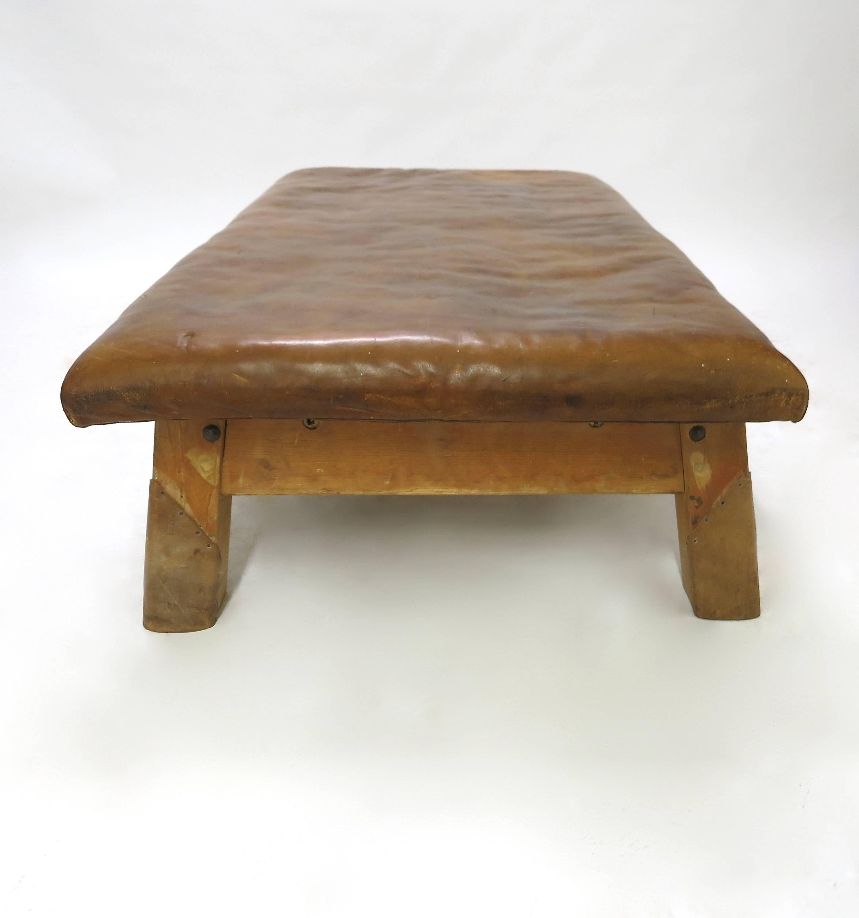 Vintage Leather Gym Bench or Table, circa 1940 2