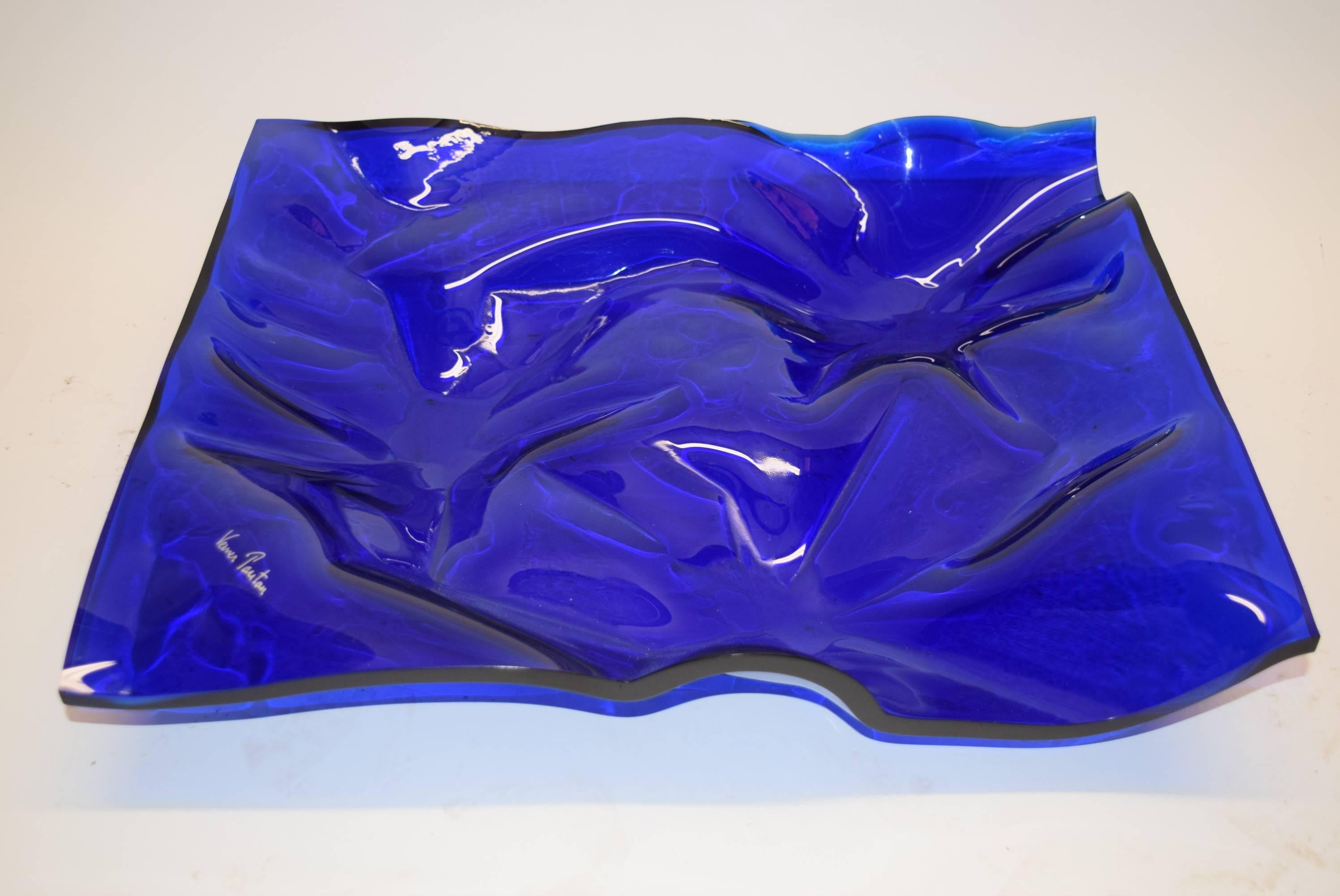 Blue Acrylic Fruit Tray Designed by Verner Panton for Dansk in Denmark, 1988 In Excellent Condition In Jersey City, NJ