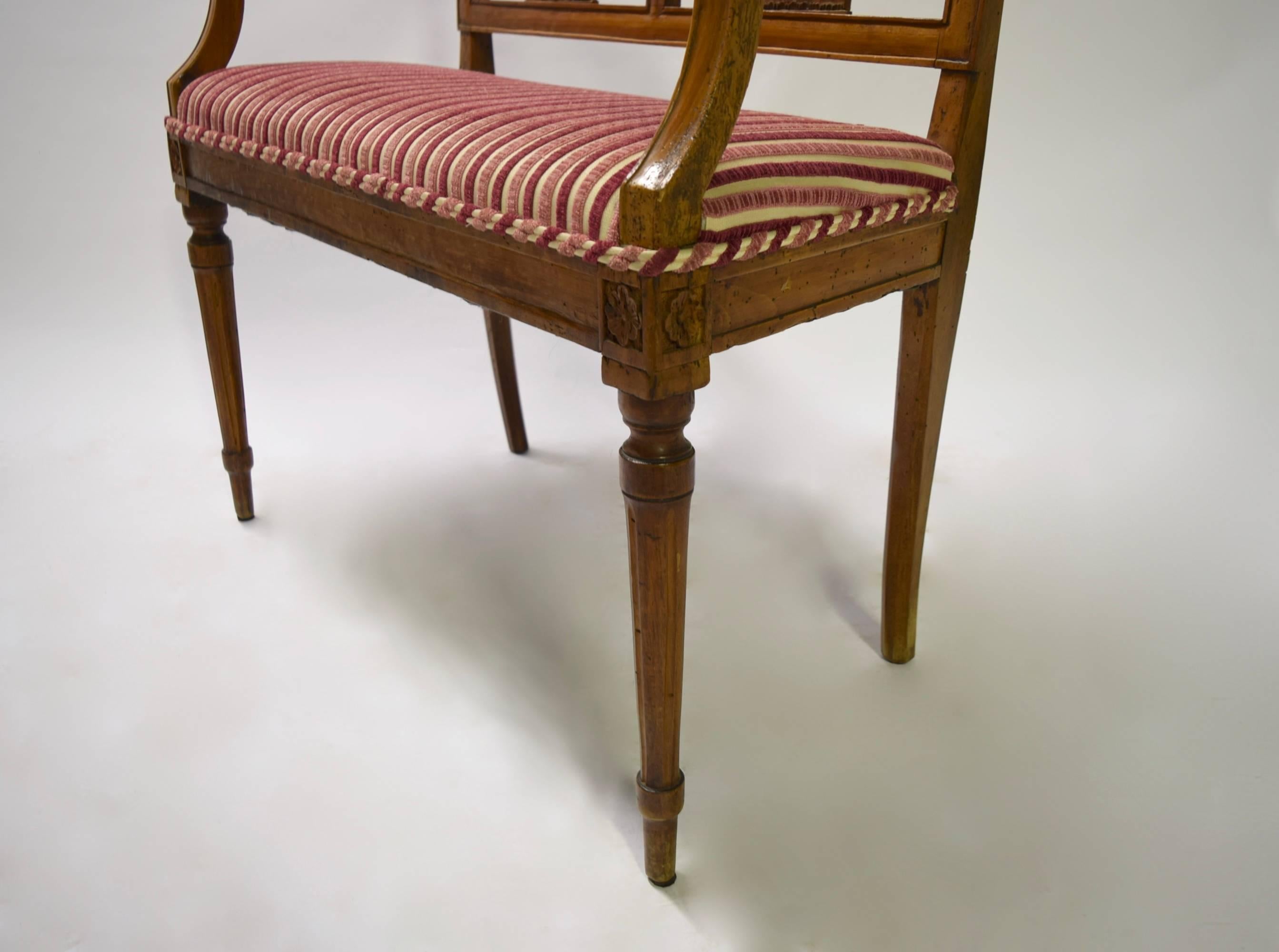 French Mahogany Settee Made in France, Circa 1780  For Sale