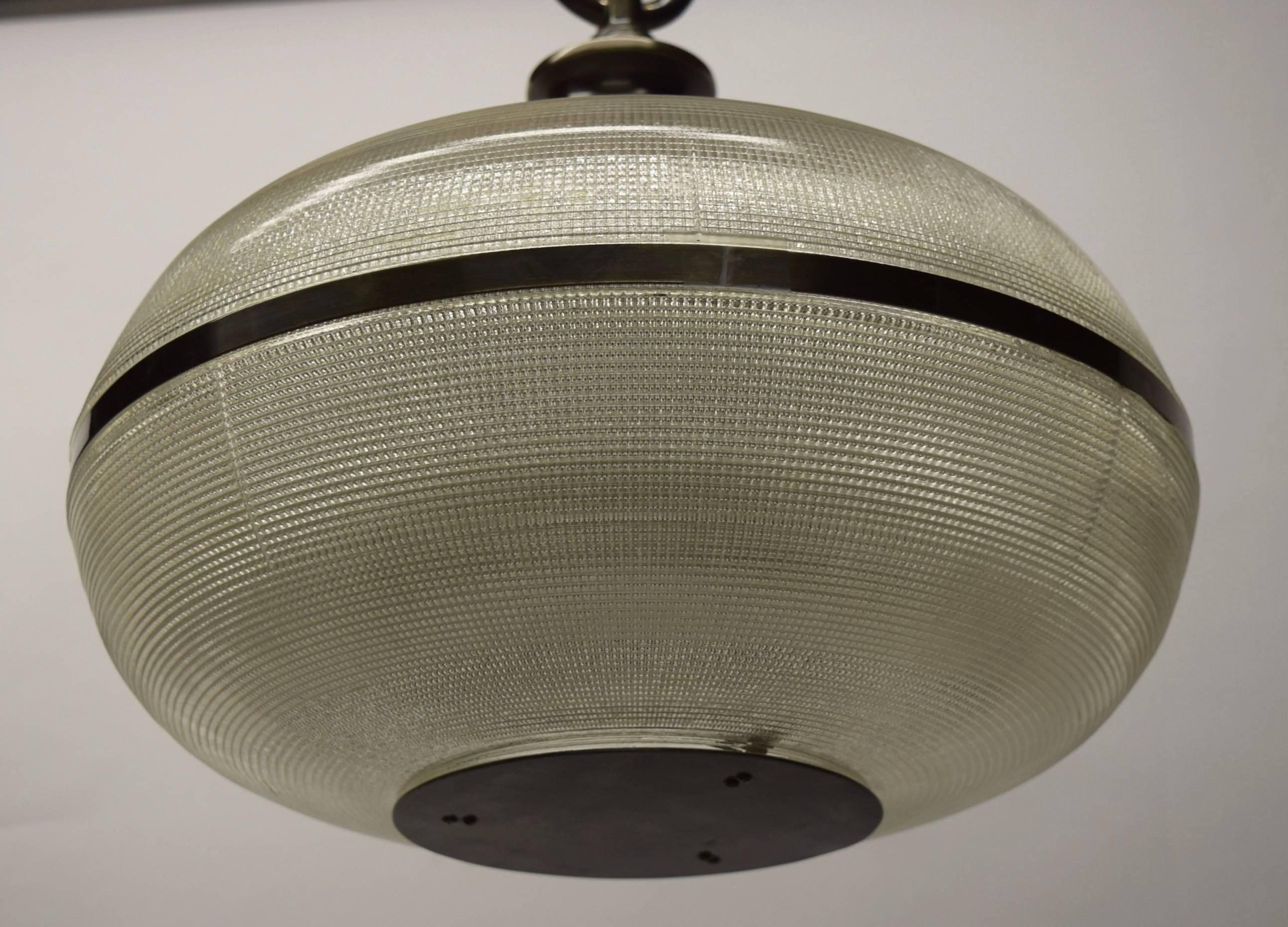 Single Holophane Ceiling Light Ciirca 1950 Made in USA In Excellent Condition In Jersey City, NJ