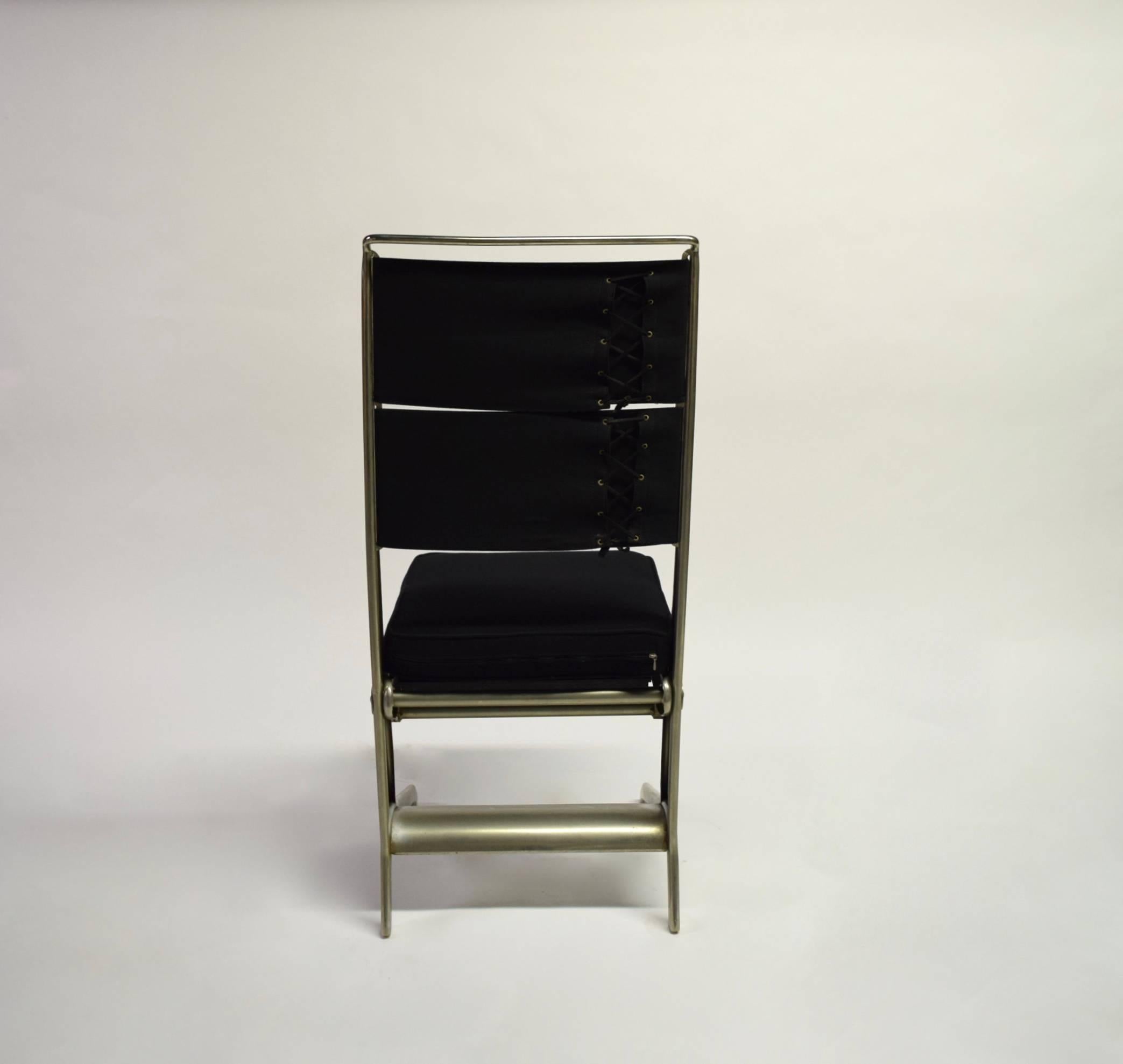 French Pair of Jean Prouvé Folding Chairs Designed 1930, Manufactured by Tecta 1983
