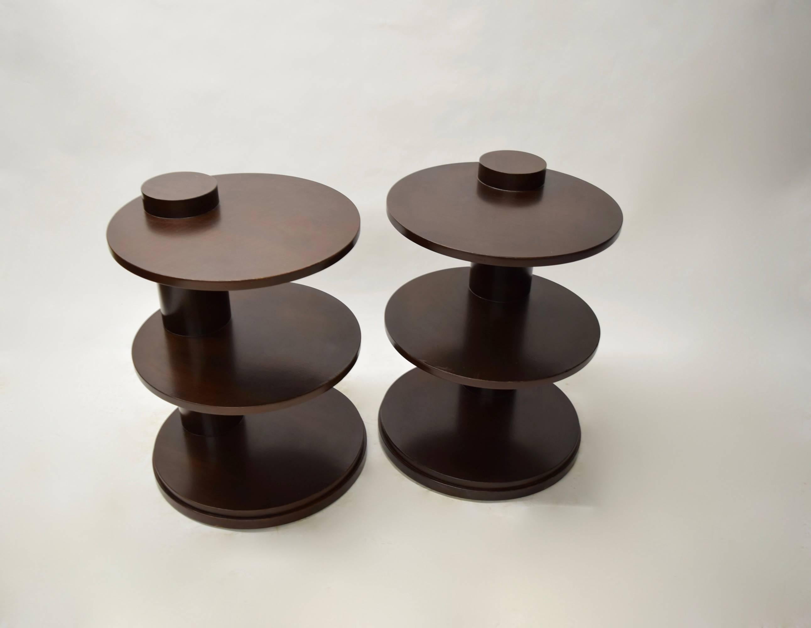 Late 20th Century Pair of Solid Walnut Side Tables by Ralph Lauren, circa 1995 Made in USA