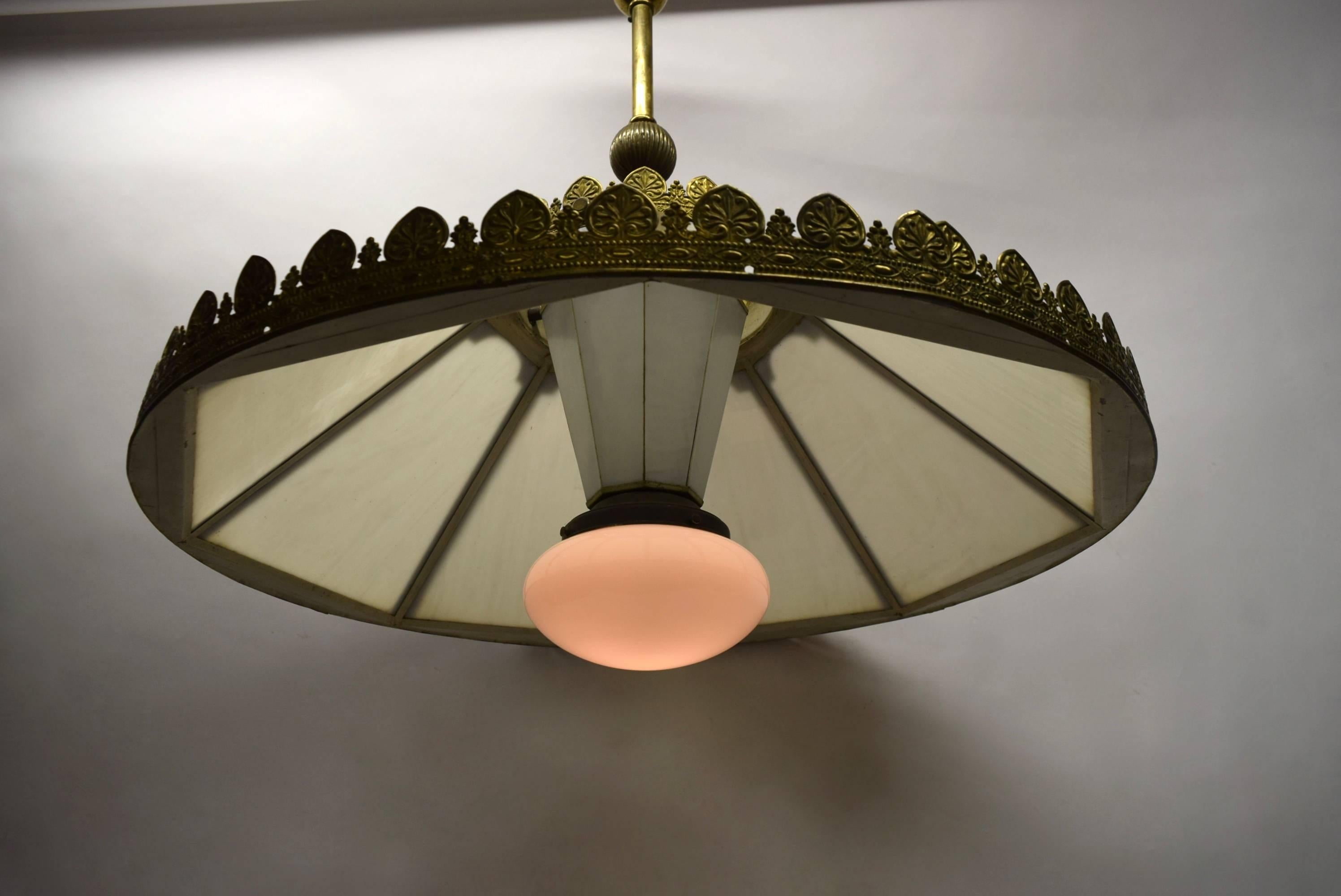 Ceiling Light by I.P. Frink 1880s USA Originally Oil Lit, Converted to Electric In Excellent Condition For Sale In Jersey City, NJ