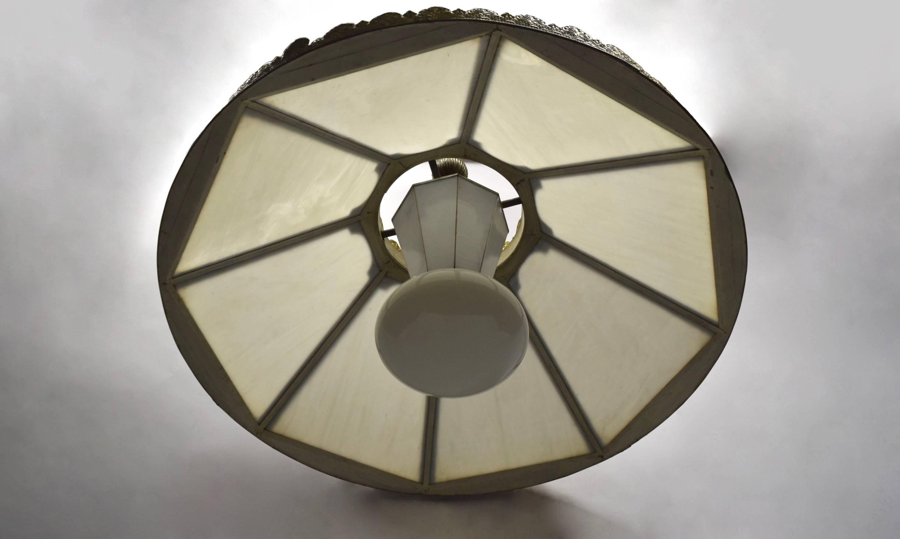 Art Nouveau Ceiling Light by I.P. Frink 1880s USA Originally Oil Lit, Converted to Electric For Sale