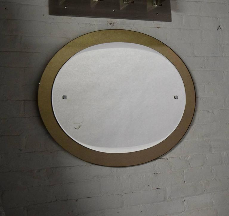 Oval Beveled Mirror with a Smoked Mirror Border, Italy, circa 1970 For Sale at 1stdibs