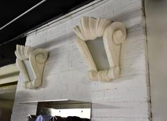 Pair of Plaster and Glass Sconces by Sirmos, Circa 1980 USA