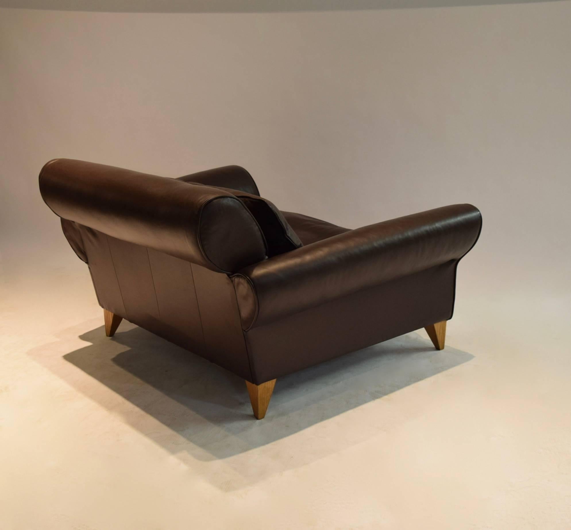 Contemporary Wide Lounge Chair in Leather by Conran, UK 2000s