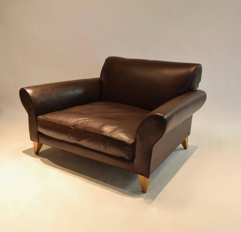 Wide Lounge Chair in Leather, UK For Sale at 1stdibs