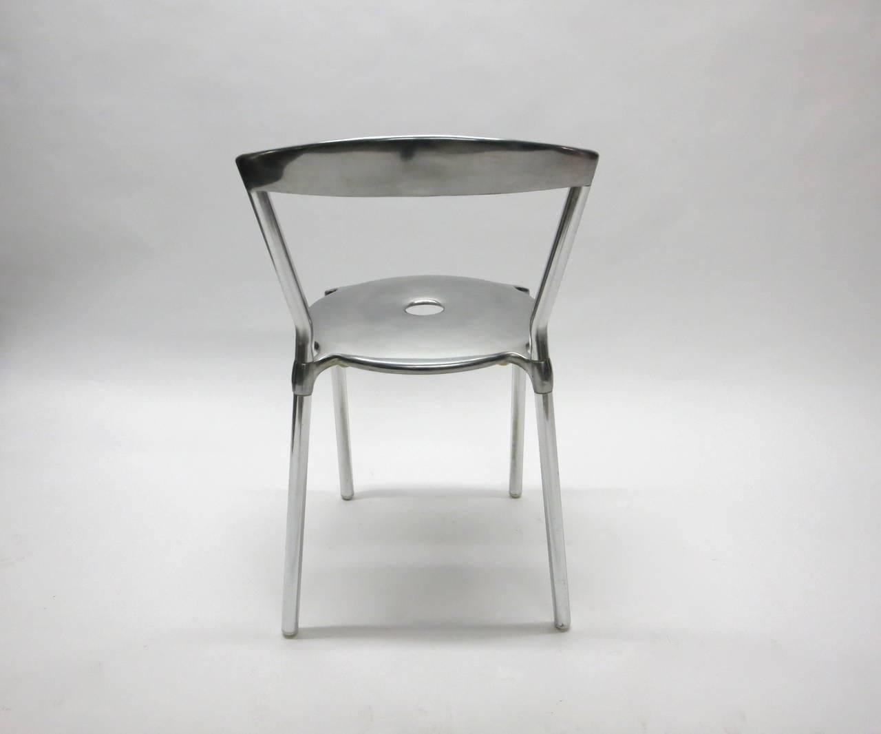 Six Stackable Polished Aluminium Dining Height Chairs by Allermuir, UK, 1998 For Sale 2