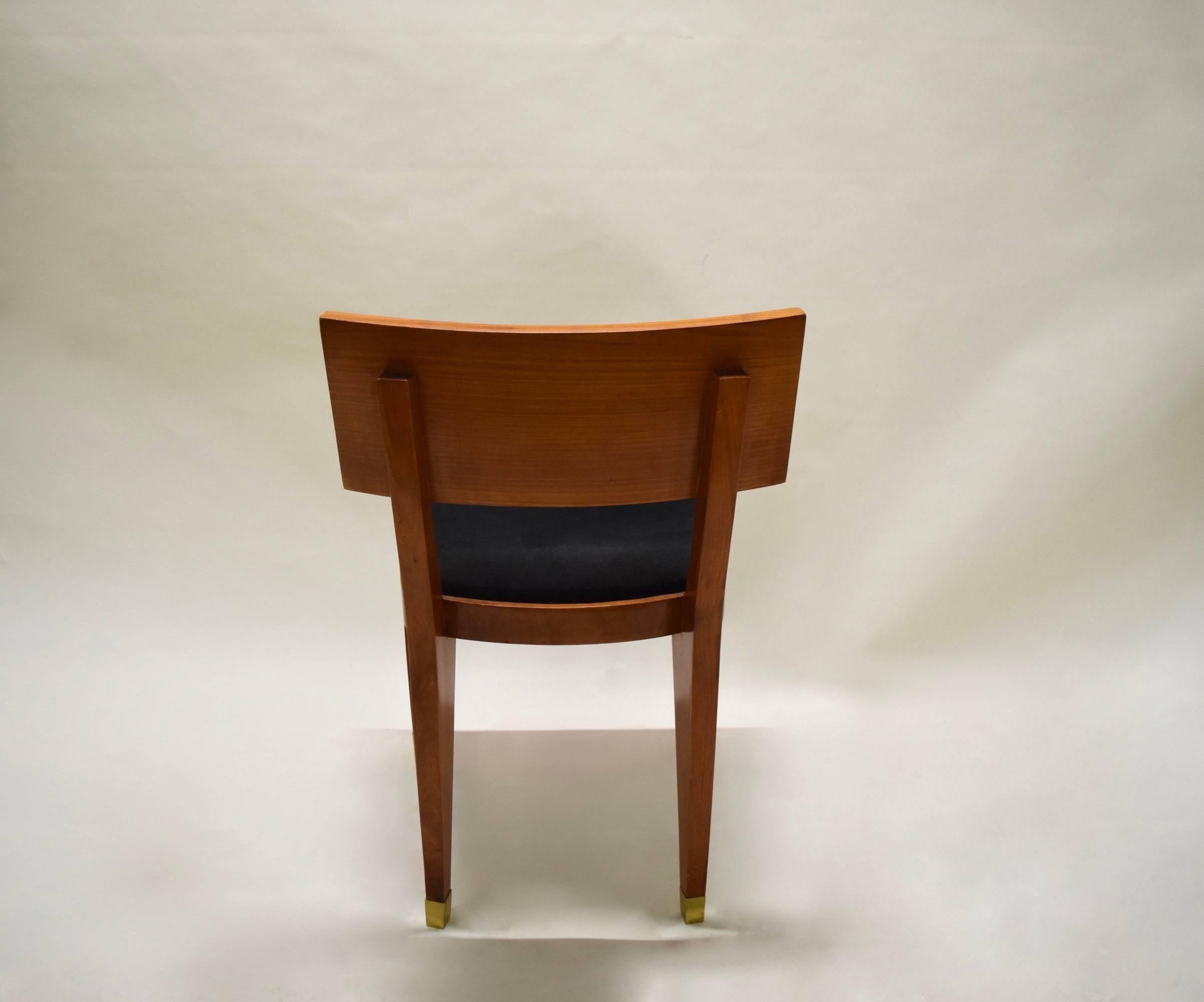 Four Fruitwood Dining Chairs, France Circa 1950 In Excellent Condition In Jersey City, NJ