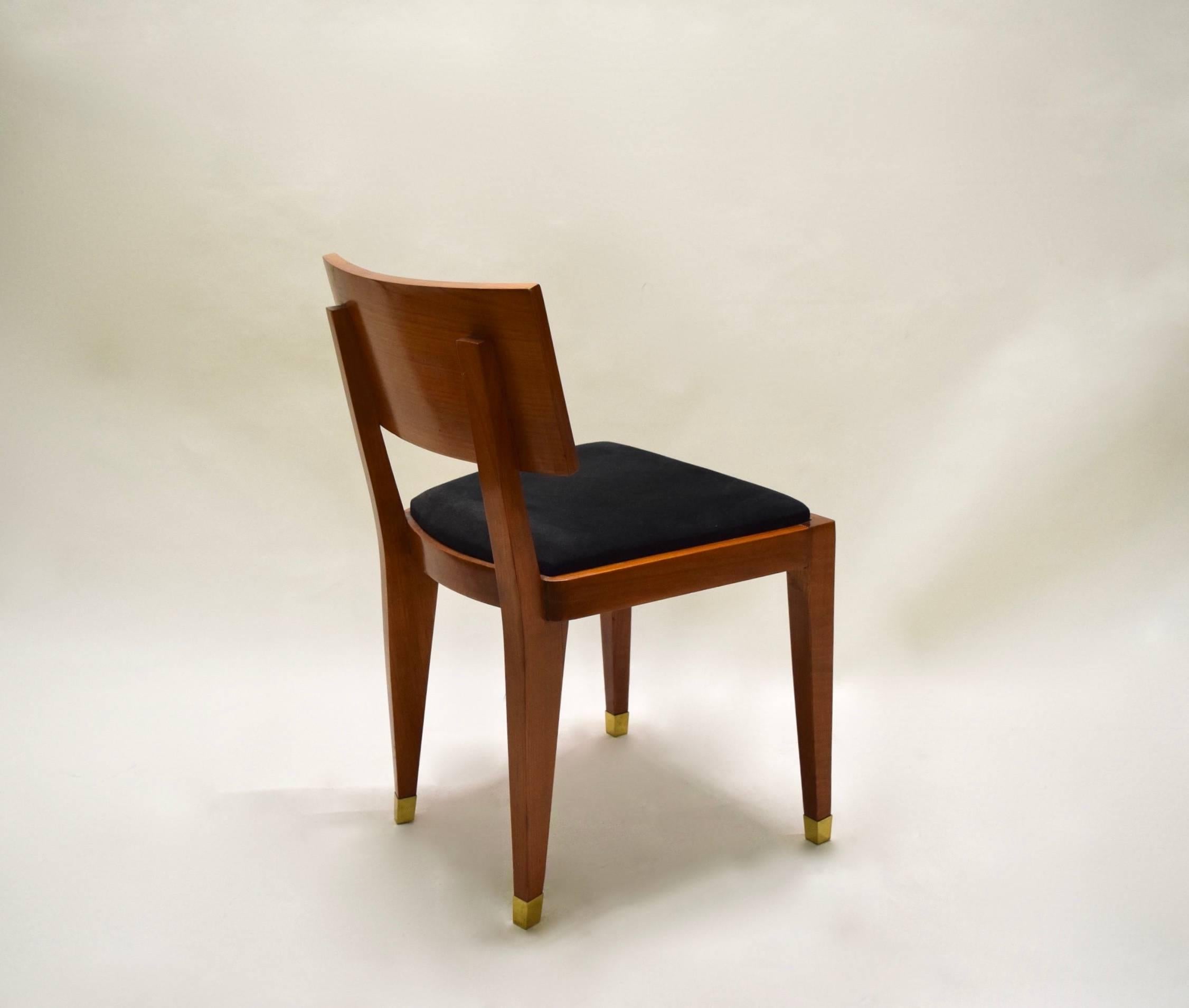 Mid-20th Century Four Fruitwood Dining Chairs, France Circa 1950