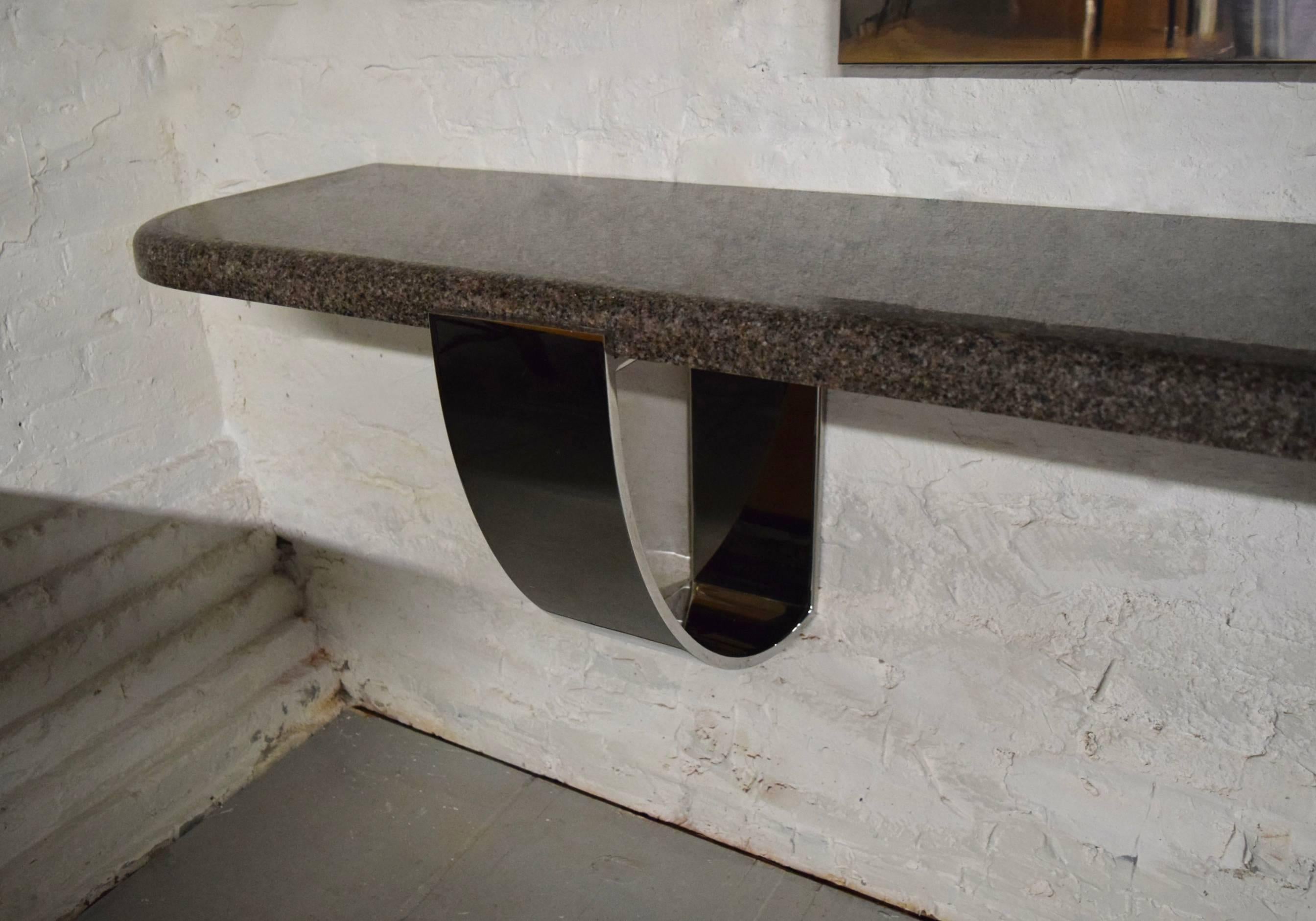 20th Century Polished Steel and Granite Console by Alessandro Albrizzi  circa 1975 Italy
