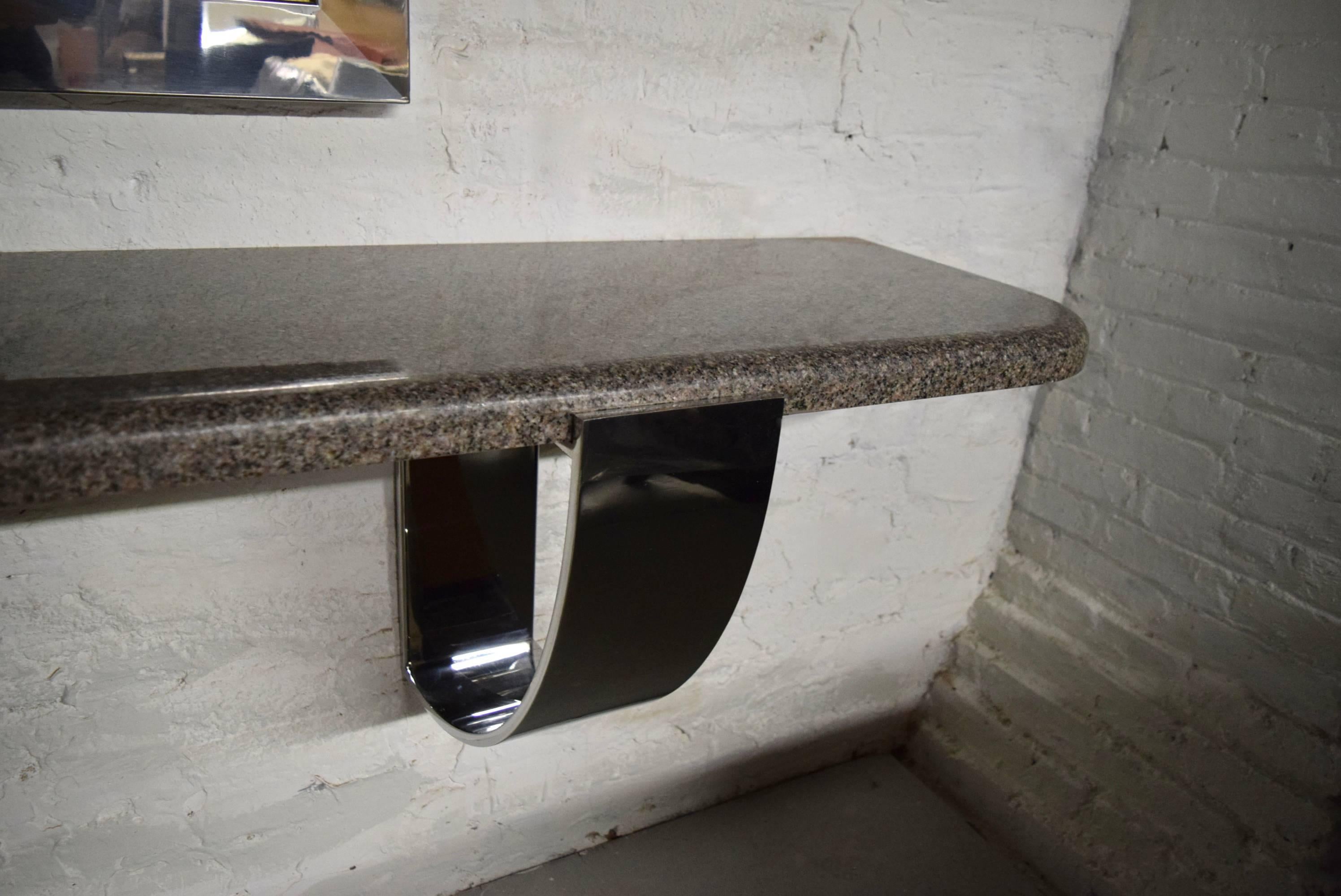 Polished Steel and Granite Console by Alessandro Albrizzi  circa 1975 Italy 2