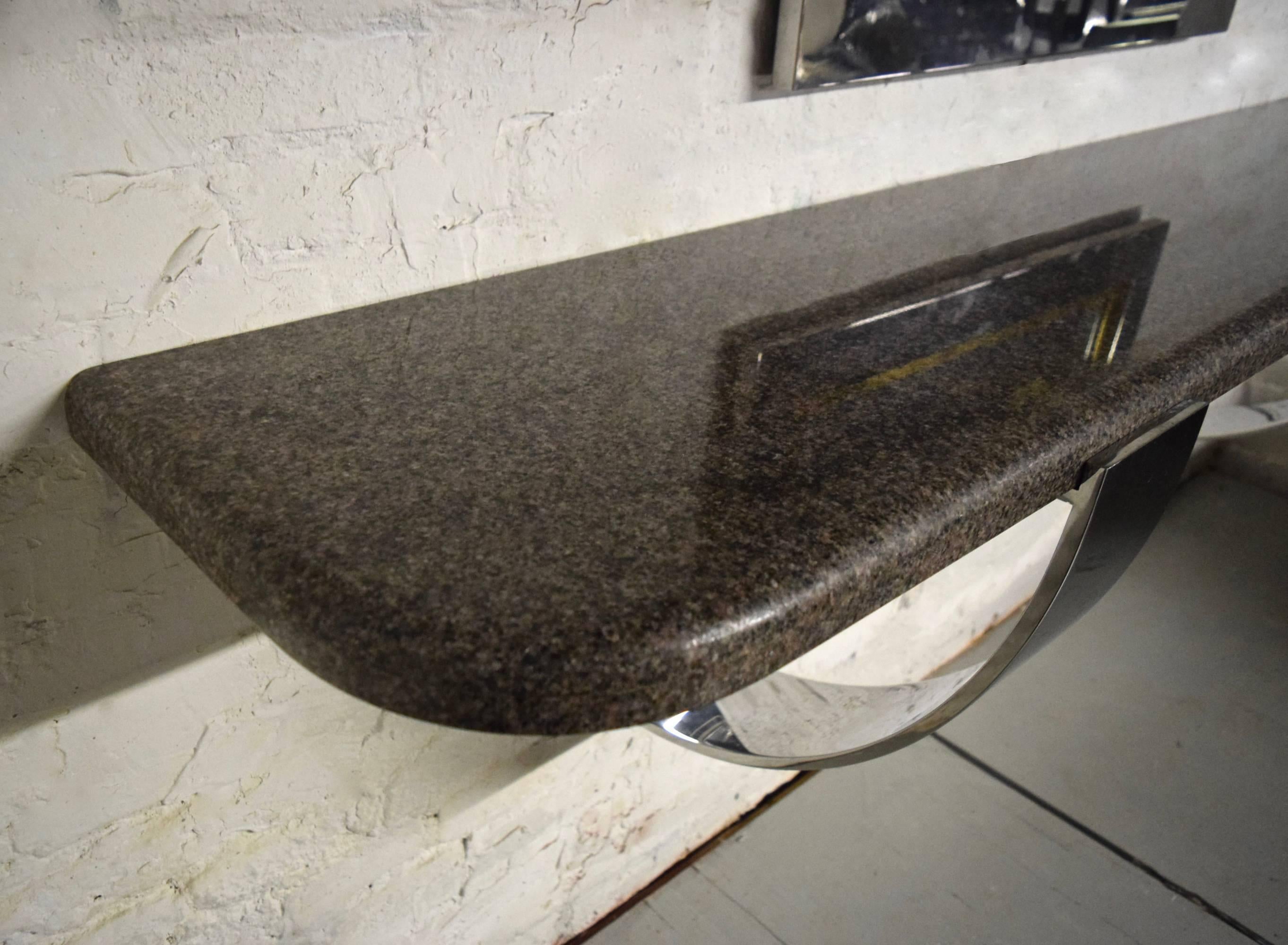 Polished Steel and Granite Console by Alessandro Albrizzi  circa 1975 Italy In Excellent Condition In Jersey City, NJ