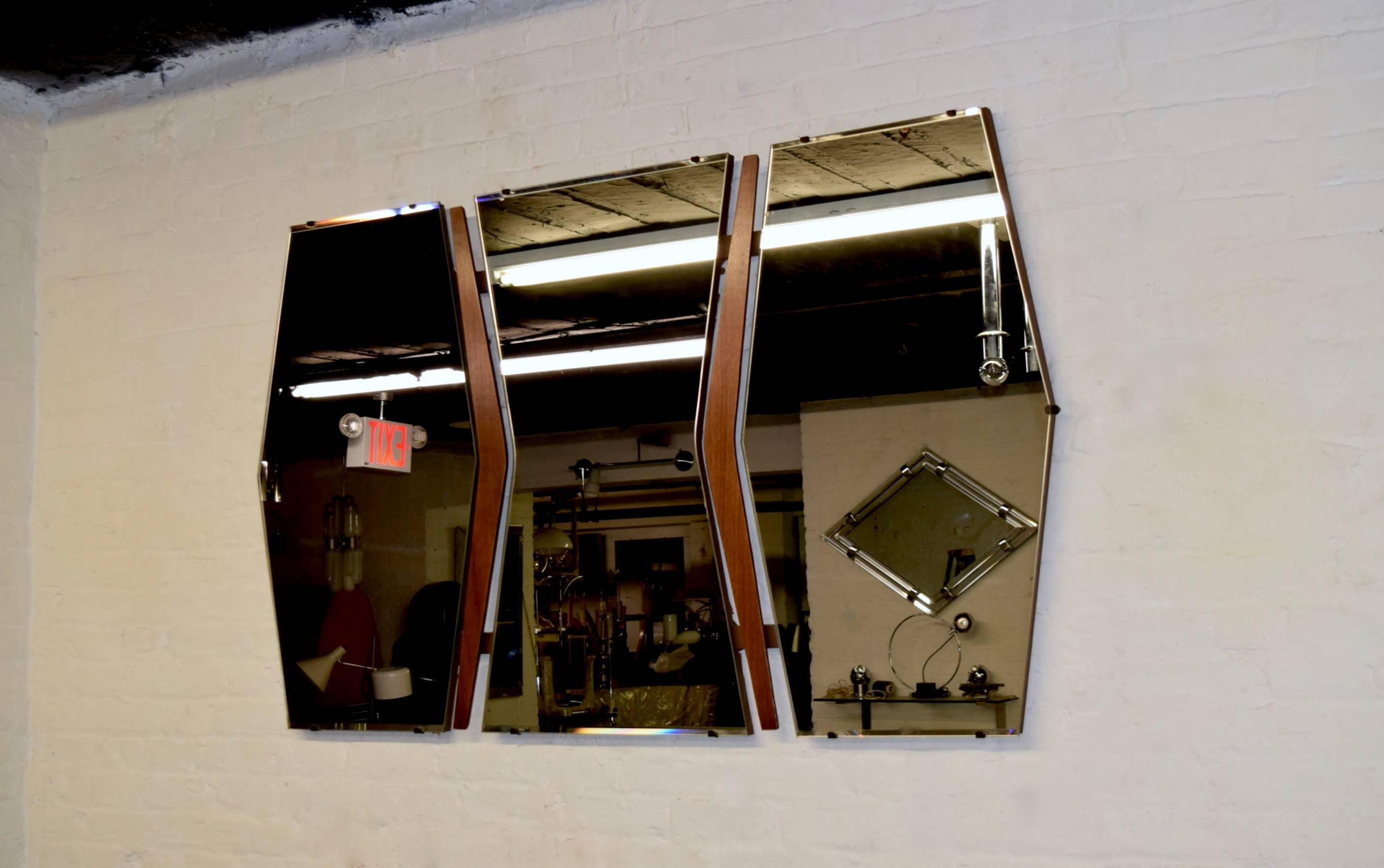 Mid-20th Century Mirror with Walnut Frame Made in America, circa 1965