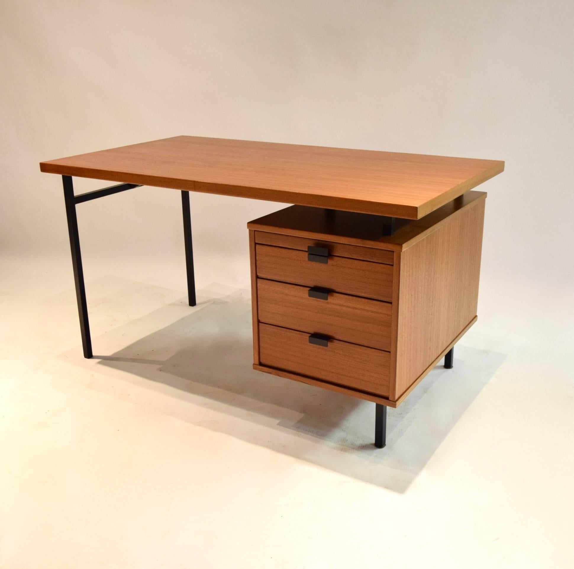 Mid-20th Century Desk in Teak with Four-Drawer Circa 1965 USA