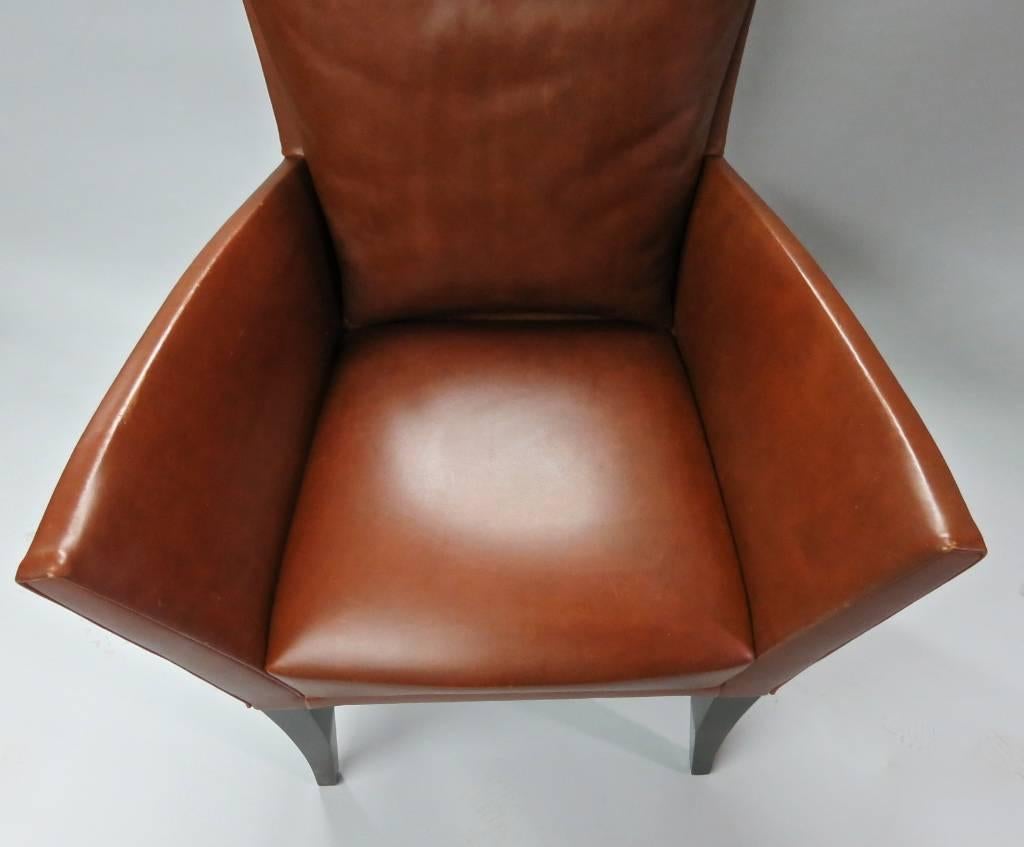 American Four Leather Armchairs by Dakota Jackson, USA, 1990s