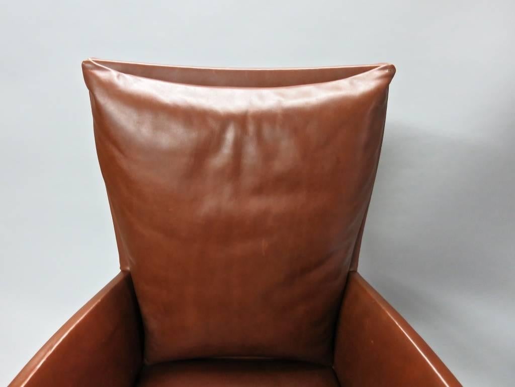 Mid-Century Modern Four Leather Armchairs by Dakota Jackson, USA, 1990s
