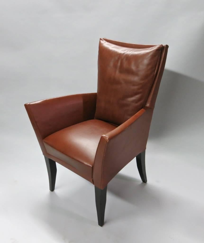 Four Leather Armchairs by Dakota Jackson, USA, 1990s In Good Condition In Jersey City, NJ