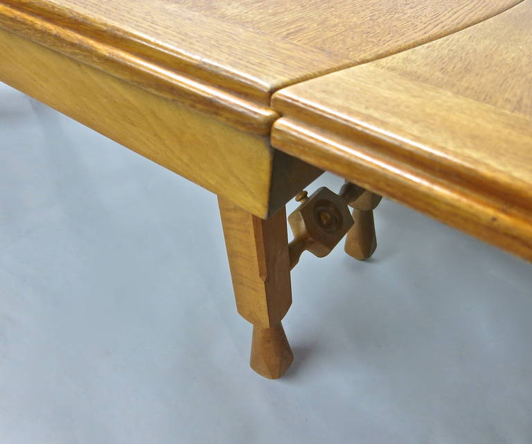 Extending Oak Dining Table by Guillerme et Chambron, France In Excellent Condition In Jersey City, NJ