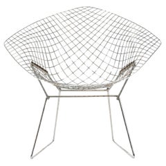 Mid Century Silver Diamond Wire Lounge Chair by Harry Bertoia for Knoll