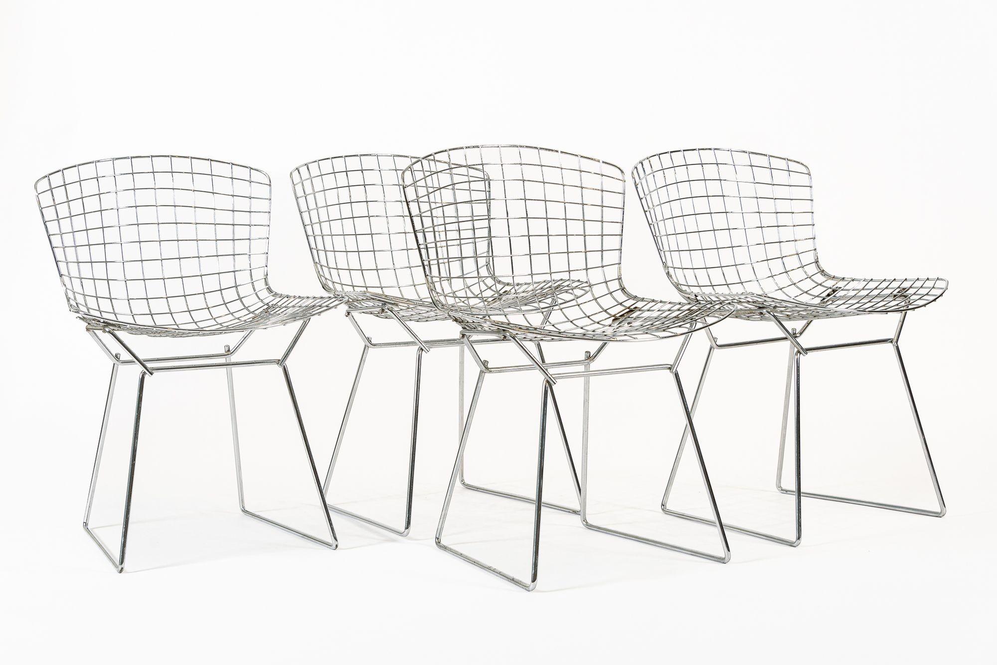 Sedie da pranzo in filo d'argento del Mid Century Modern di Harry Bertoia per Knoll in vendita 6