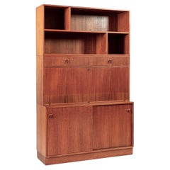 Mid Century Danish Teak Holz Drop-Down-Sekretär-Schreibtisch Wandeinheit
