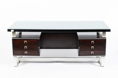 Postmodern Italian Rosewood and Metal Writing Desk by Abbondinterni, 1970s