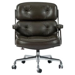 Eames Time Life Executive Lobby Chair for Herman Miller, Gray Leather Desk Chair