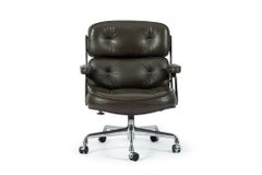 Eames Time Life Executive Lobby Chair for Herman Miller, Gray Leather Desk Chair