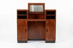 American Art Deco Birdseye Maple Vanity Cabinet or Dressing Table, Circa 1930