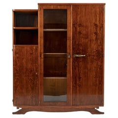 Antique French Art Deco Rosewood Vitrine Display Cabinet or Bookcase, 1940s