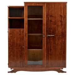 Vitrina o estantería antigua francesa de estilo Art Déco, de palisandro, de los años 40