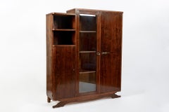 Antique French Art Deco Rosewood Vitrine Display Cabinet or Bookcase, 1940s