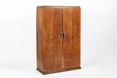 Antique French Art Deco Mahogany Wardrobe Armoire Cabinet, 1940s