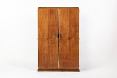 Antique French Art Deco Mahogany Wardrobe Armoire Cabinet, 1940s