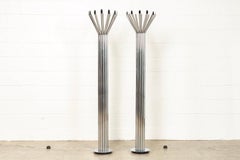 Lampada da terra tubolare di metà secolo in argento e cromo