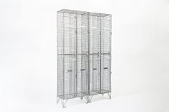Pair British Industrial Metal Wire Mesh Locker Sets, Made in the UK