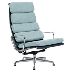 Fauteuil inclinable Eames Soft Pad pour Herman Miller, fauteuil de salon « Aluminum Group » bleu-gris